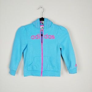 Adidas Teal Kids Full Zip Hoodie Sweatshirt Jacket